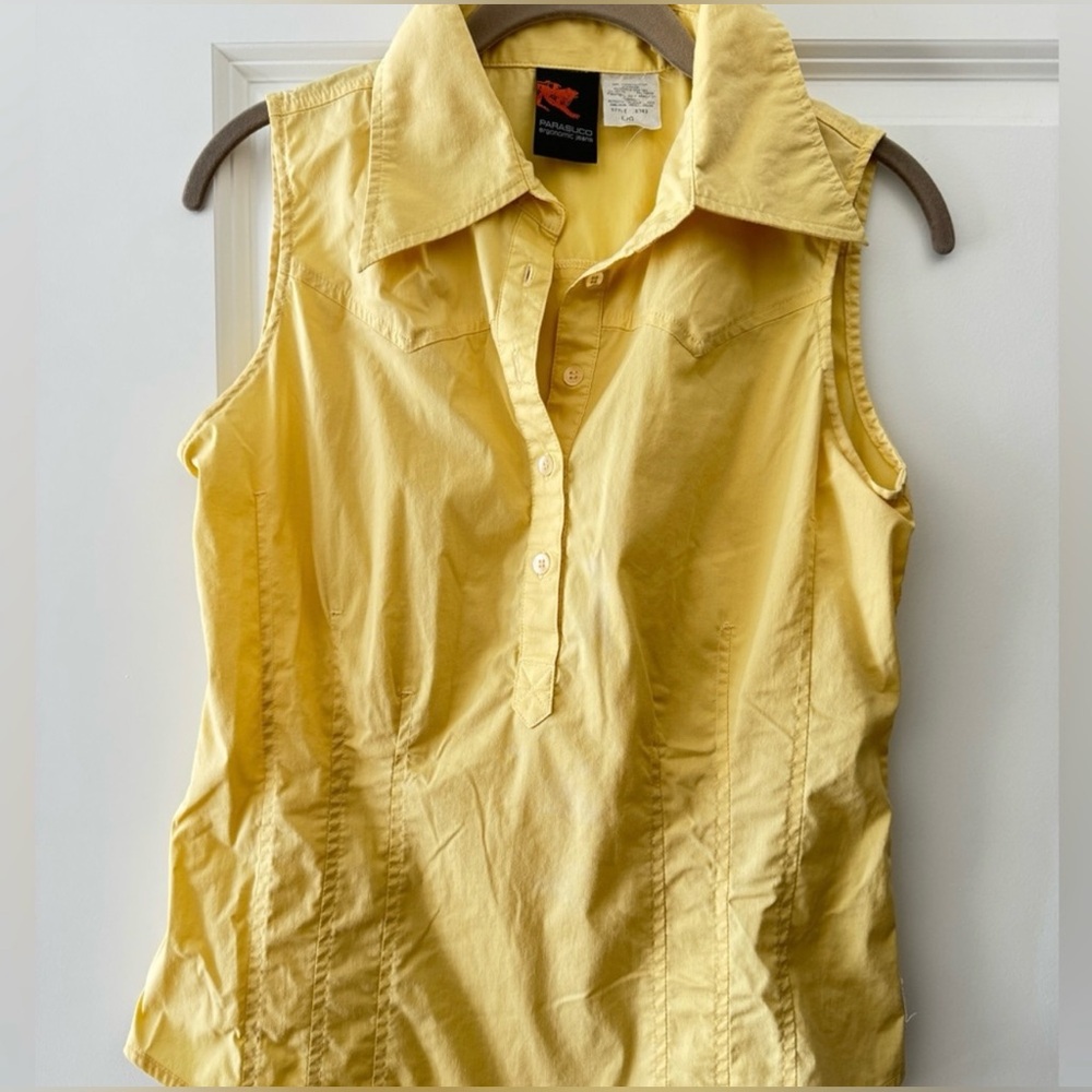 Parasuco Vintage Y2k Yellow sleeveless Button
Up Shirt M/L